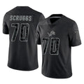 D.Lions #70 Juice Scruggs Player Black Reflective Limited Home Game Ndoa Stitched Jerseys