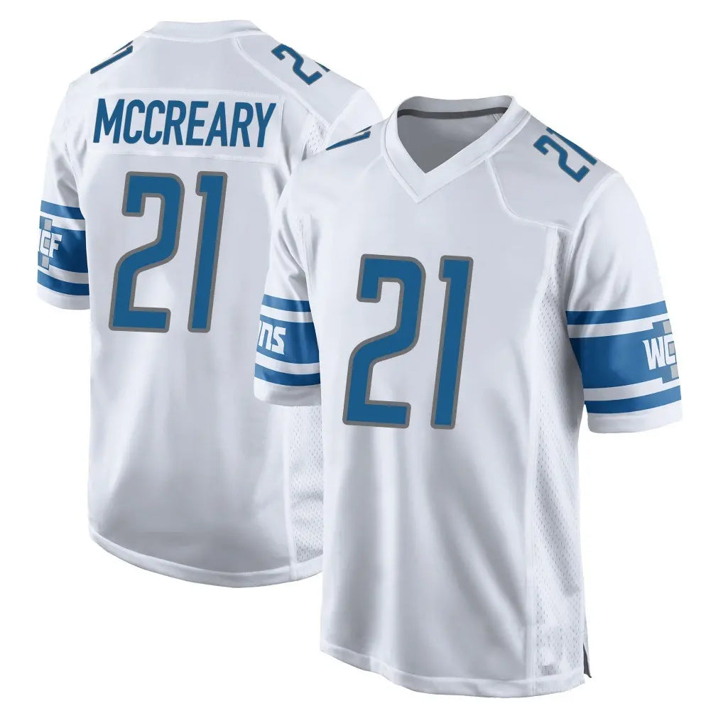 D.Lions #21 Roger McCreary Player White Home Game Ndoa Stitched Jerseys