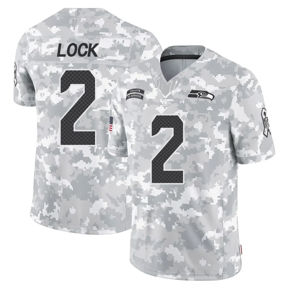 S.Seahawks #2 Drew Lock Player Arctic Camo Limited Salute To Service Home Game Ndoa Stitched Jerseys