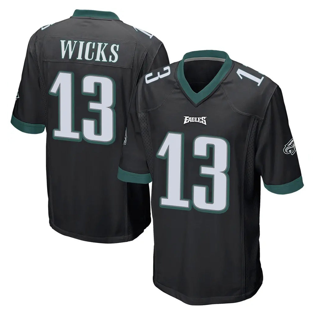 P.Eagles #13 Dontayvion Wicks Player Black Home Game Ndoa Stitched Jerseys