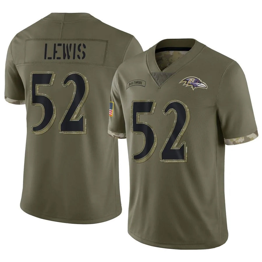 B.Ravens #52 Ray Lewis Player Olive Salute To Service Ndoa Stitched Jerseys