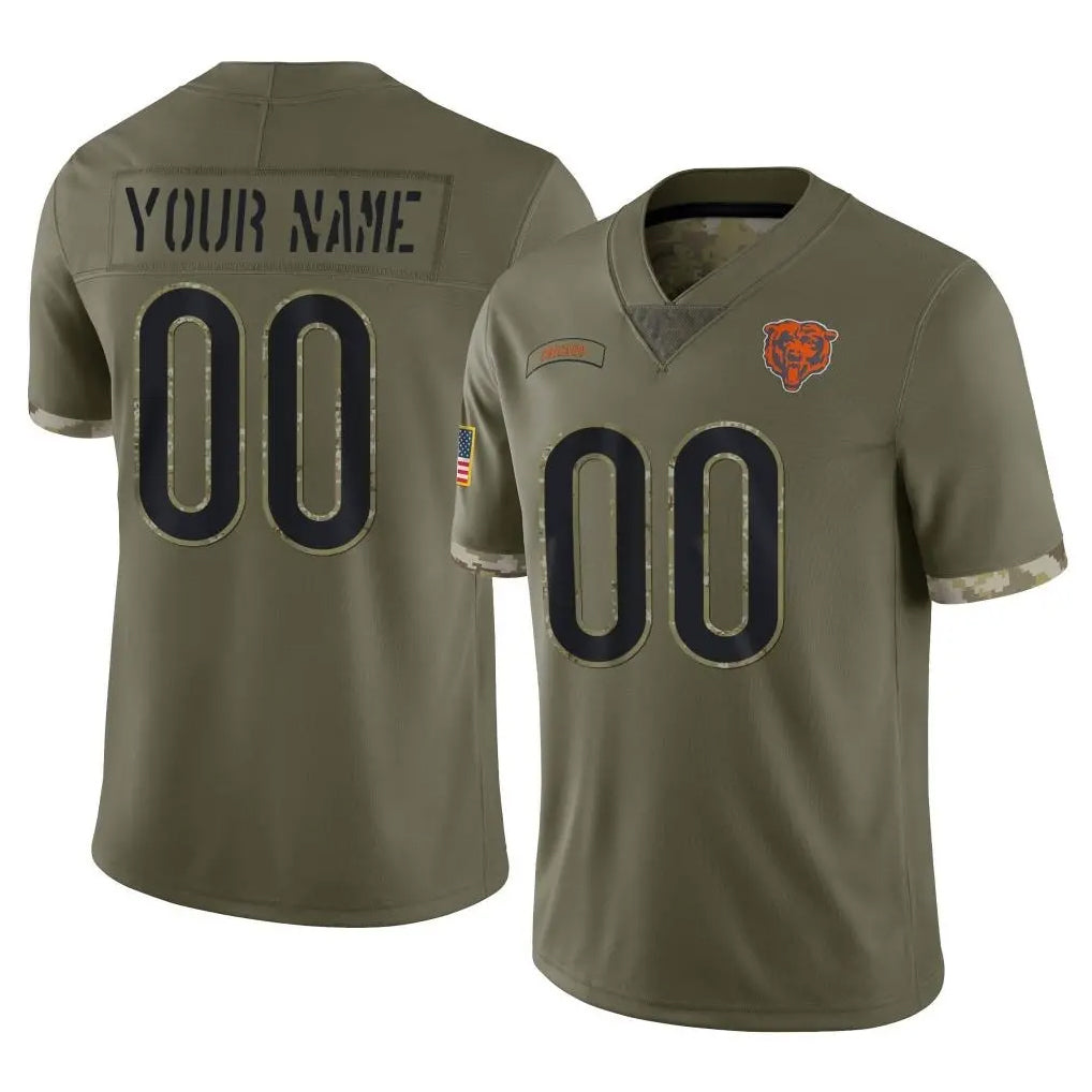 Custom C.Bears Olive Salute to Service Limited Game Any Name & Numbers Ndoa Stitched Jerseys