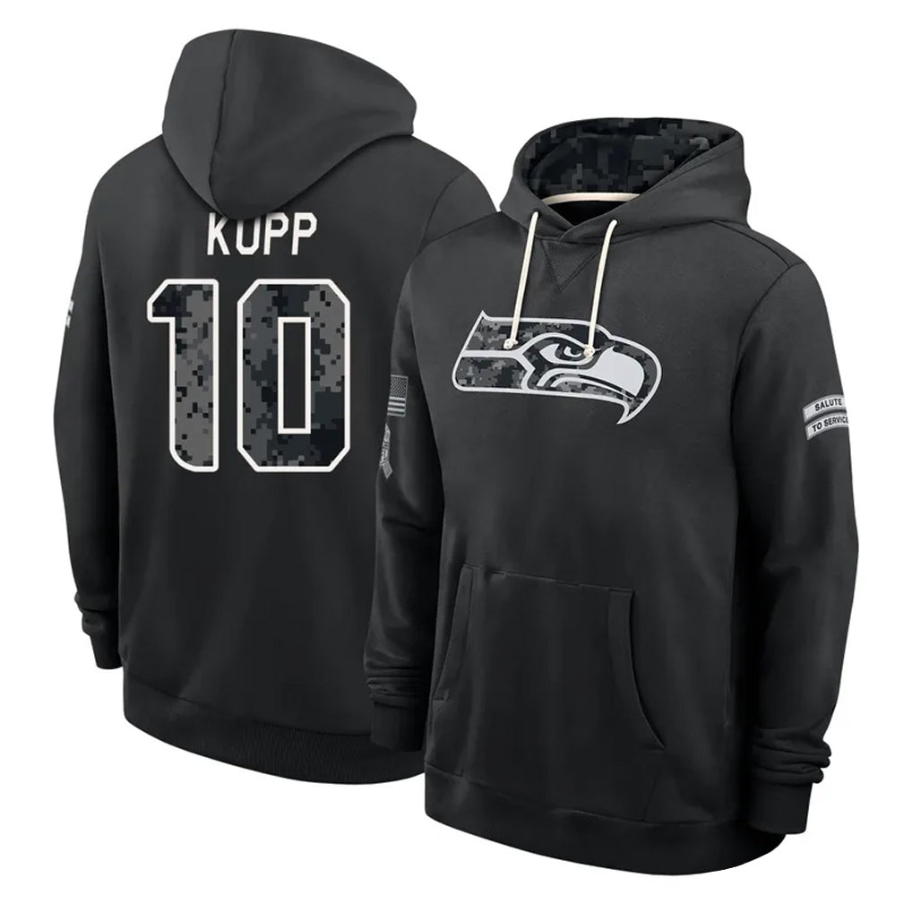 S.Seahawks #10 Cooper Kupp Player 2026 Black Logo Pullover Hoodies Limited Game Ndoa Stitched Jerseys