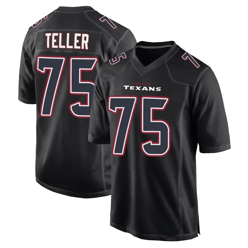 H.Texans #75 Wyatt Teller Player Black Fashion Home Game Ndoa Stitched Jerseys
