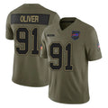 B.Bills #91 Ed Oliver Player Olive Salute To Service Limited Game Ndoa Stitched Jerseys