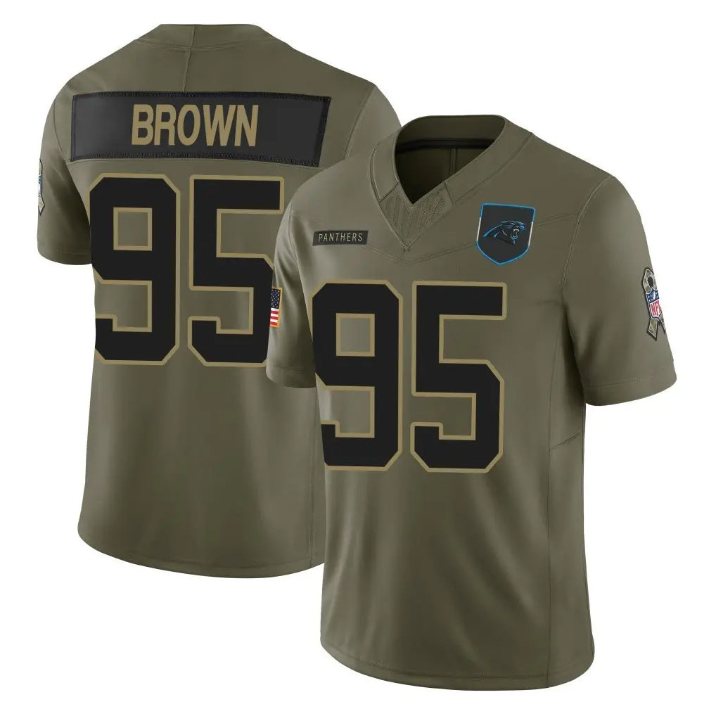 C.Panthers #95 Derrick Brown Player Olive 2025 Salute to Service Limited Game Ndoa Stitched Jerseys