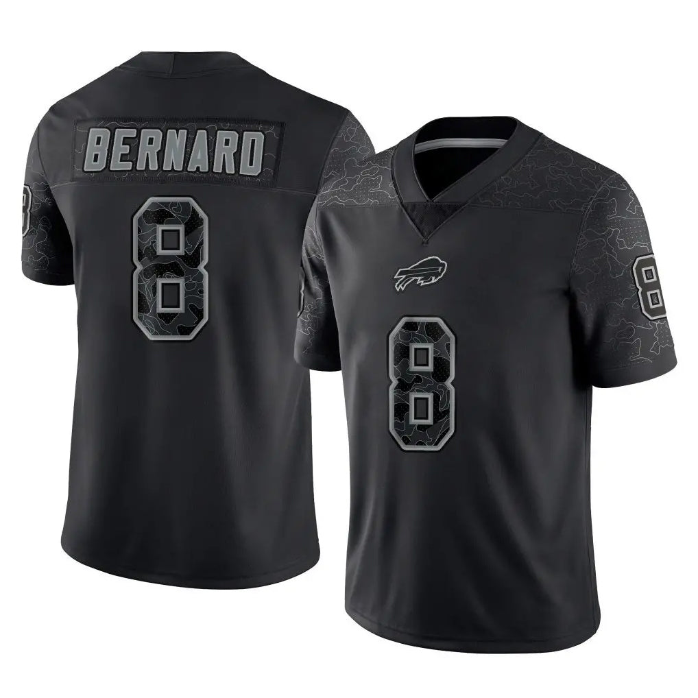 B.Bills #8 Terrel Bernard Player Black RFLCTV Limited Ndoa Stitched Jerseys