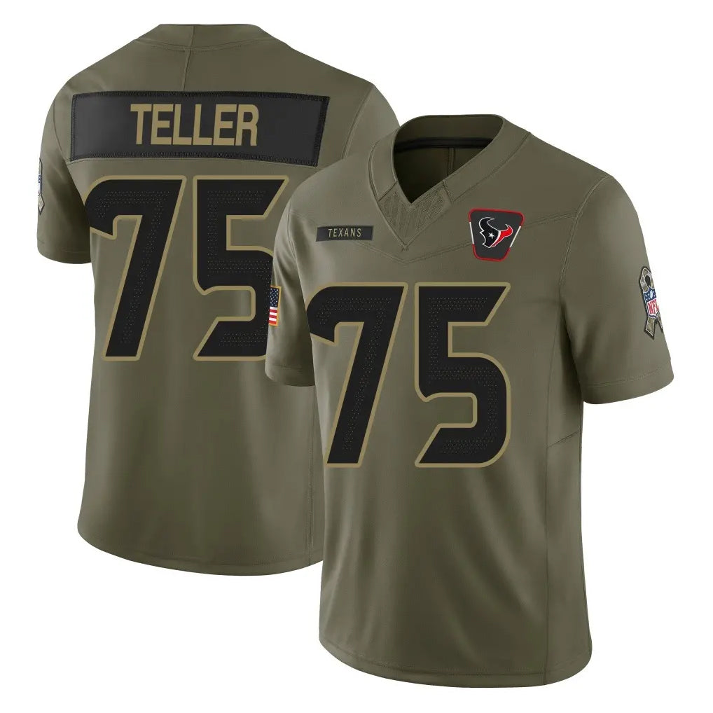 H.Texans #75 Wyatt Teller Player Olive 2025 Salute To Service Limited Game Ndoa Stitched Jerseys