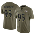 B.Ravens #95 Tavius Robinson Player Olive Salute To Service Ndoa Stitched Jerseys