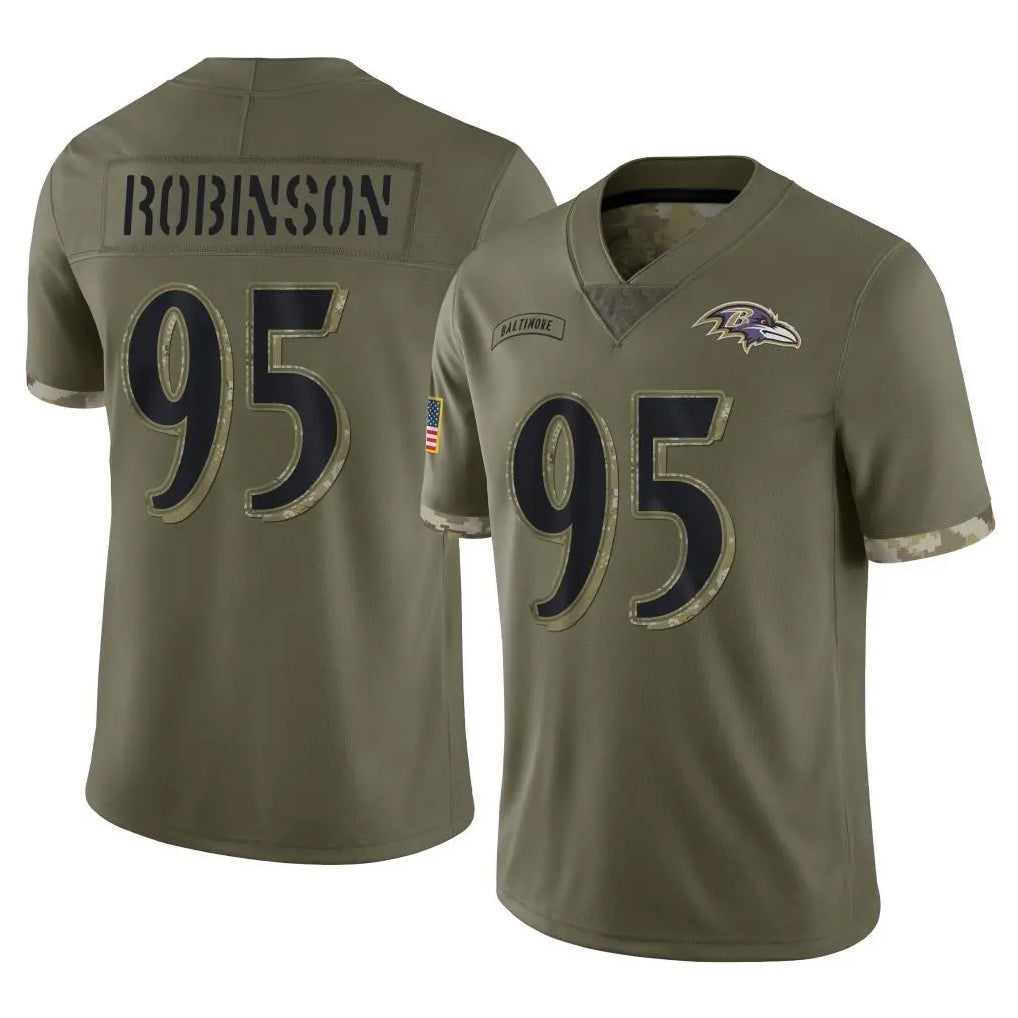 B.Ravens #95 Tavius Robinson Player Olive Salute To Service Ndoa Stitched Jerseys