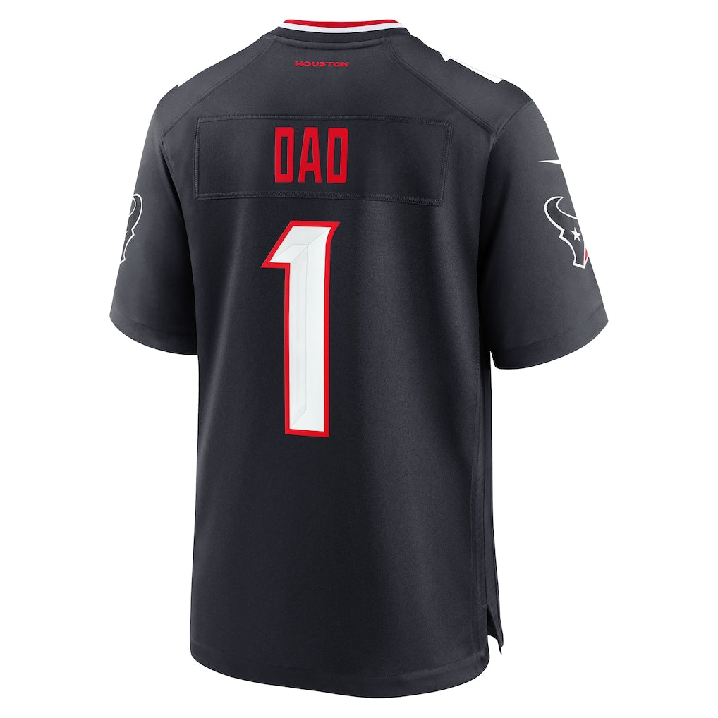 Ndoa H.Texans #1 Dad Navy Game Jersey