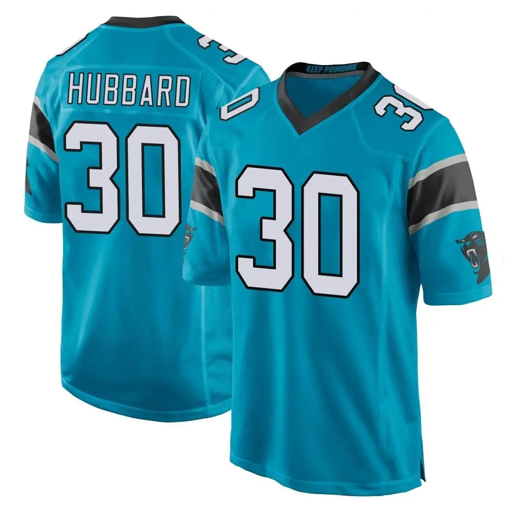 C.Panthers #30 Chuba Hubbard Player Blue Game Ndoa Stitched Jerseys