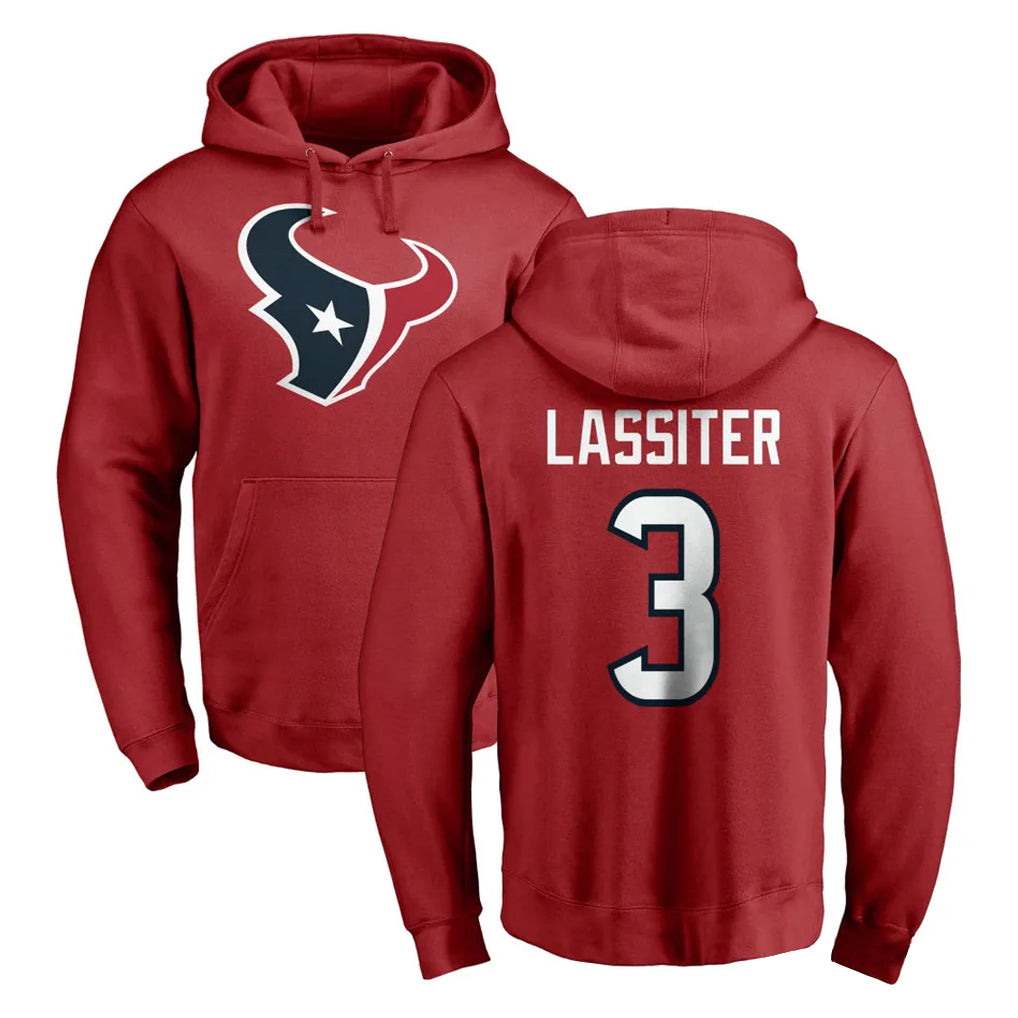 H.Texans #3 Kamari Lassiter Player Red Pro Line Pullover Hoodie Limited Game Ndoa Stitched Jerseys