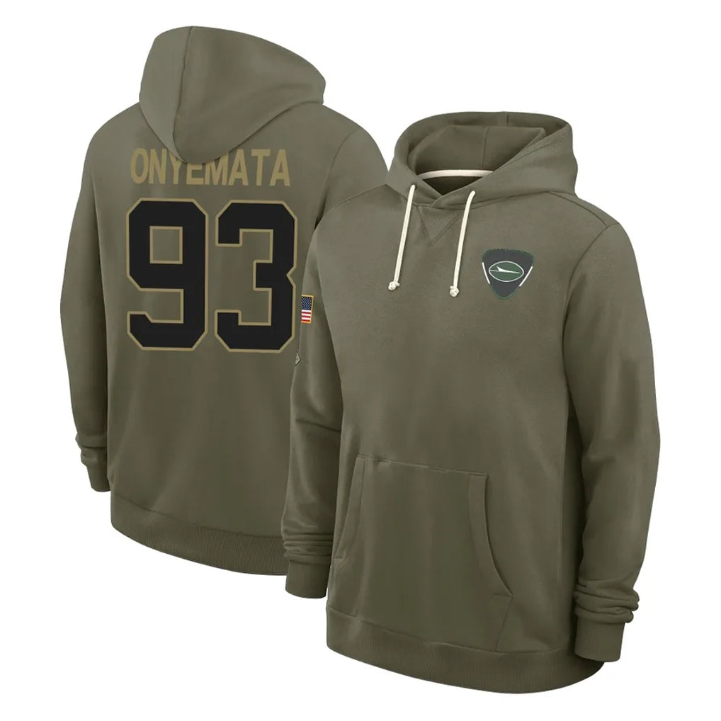 NY.Jets #93 David Onyemata Player Olive Salute to Service Pullover Hoodies Limited Ndoa Stitched Jerseys