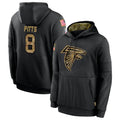 A.Falcons #8 Kyle Pitts Sr. Player Black Salute to Service Limited Black Hoodie Ndoa Stitched Jerseys