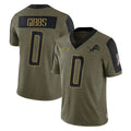 D.Lions #0 Jahmyr Gibbs Player Olive Salute To Service Limited Game Ndoa Stitched Jerseys