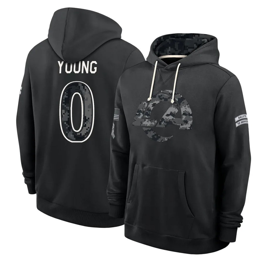 LA.Rams #0 Byron Young Player 2026 Black Logo Pullover Hoodies Limited Game Ndoa Stitched Jerseys
