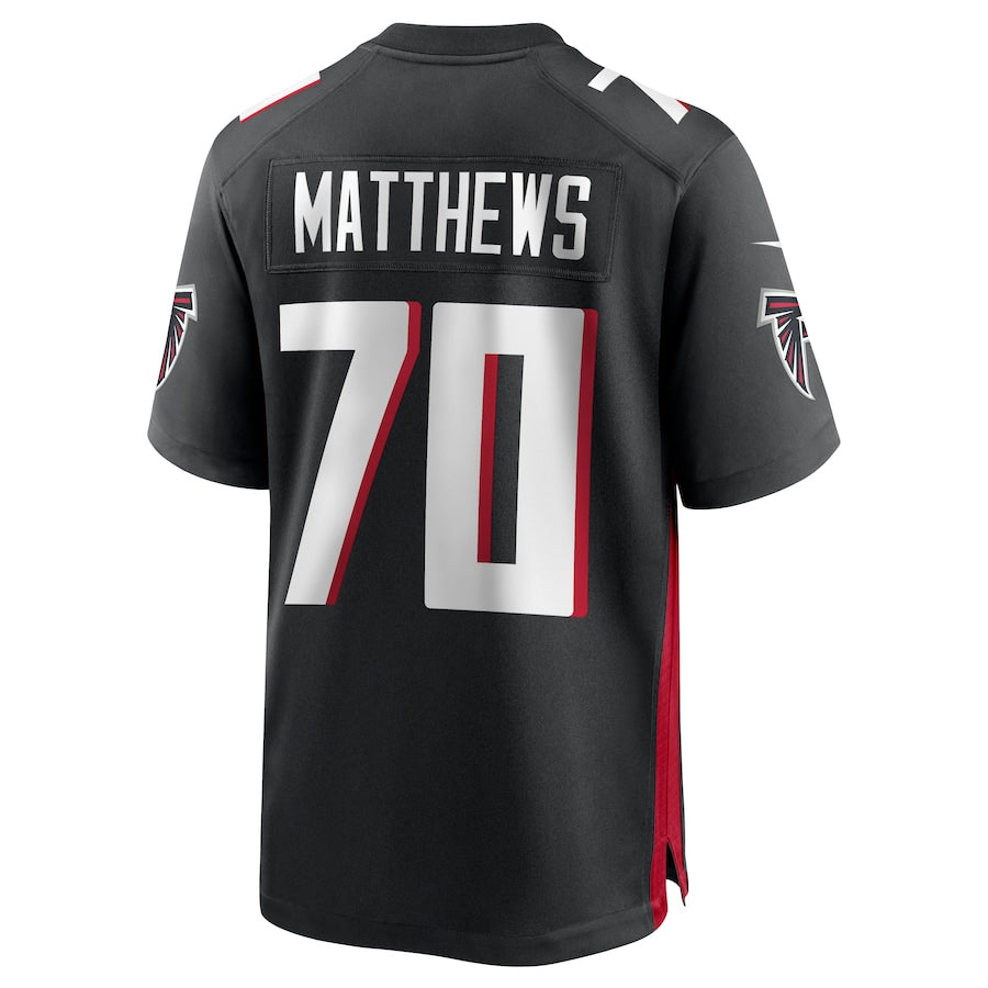A.Falcons #70 Jake Matthews Player Black Home Game Ndoa Stitched Jerseys