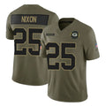 GB.Packers #25 Keisean Nixon Player Olive 2025 Salute To Service Limited Home Game Ndoa Stitched Jerseys