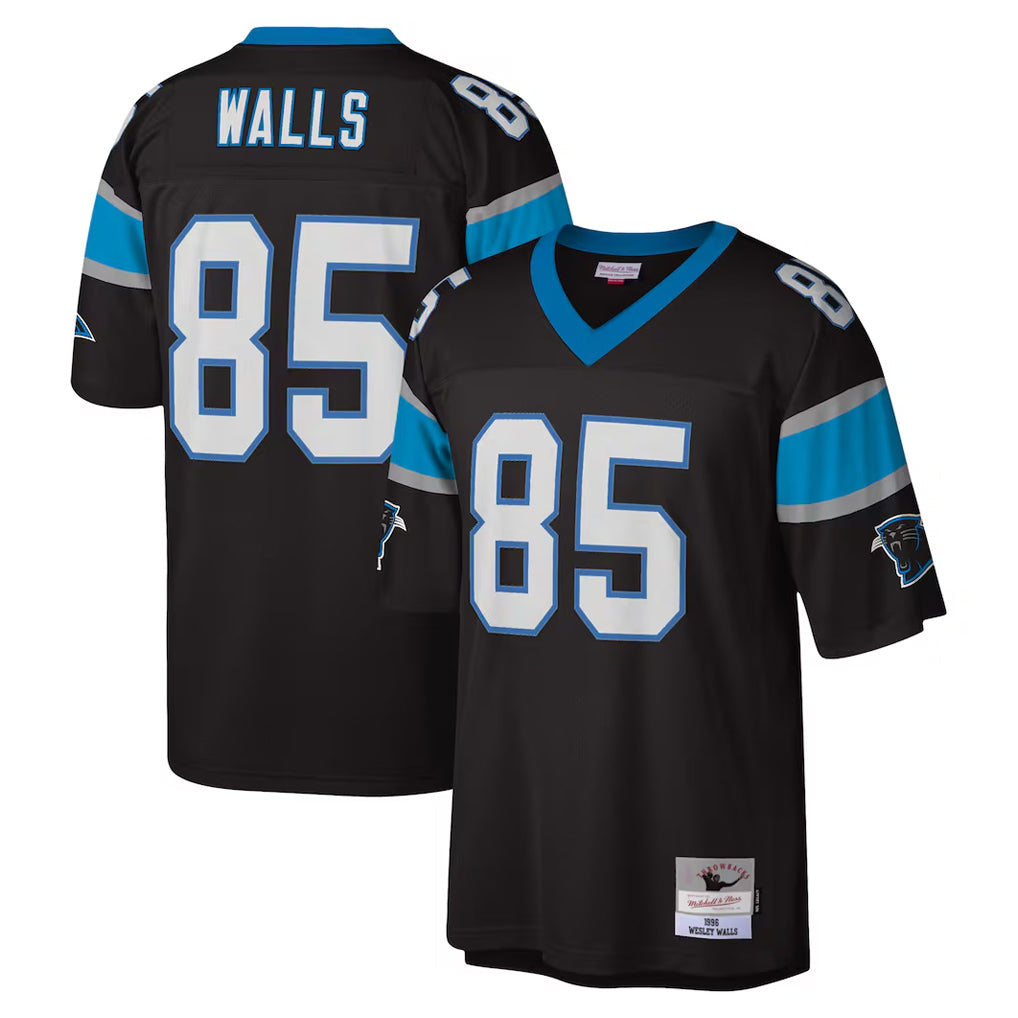 C.Panthers #85 Wesley Walls Player Black Mitchell & Ness Legacy Replica Ndoa Stitched Jerseys