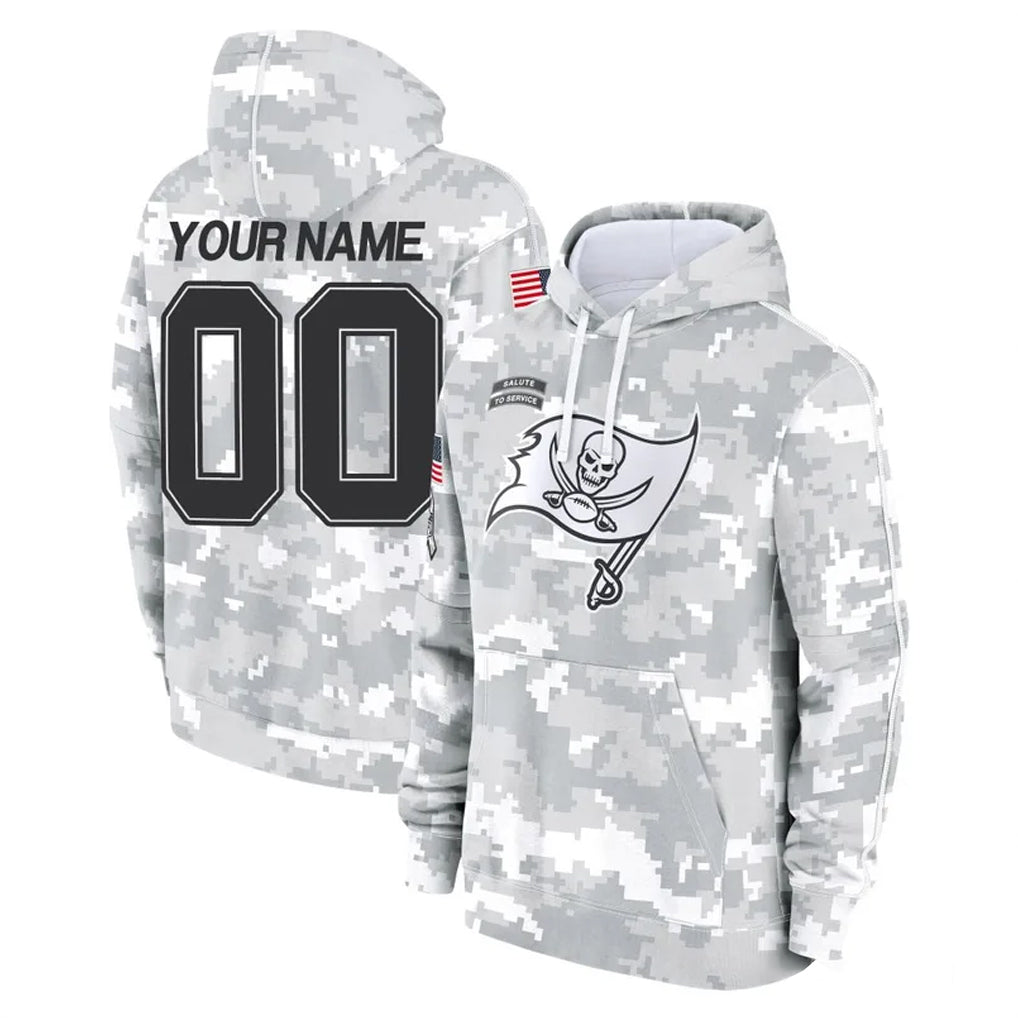 Custom TB.Buccaneers Arctic Camo Limited Salute to Service Pullover Hoodies Game Any Name & Numbers Ndoa Stitched Jerseys