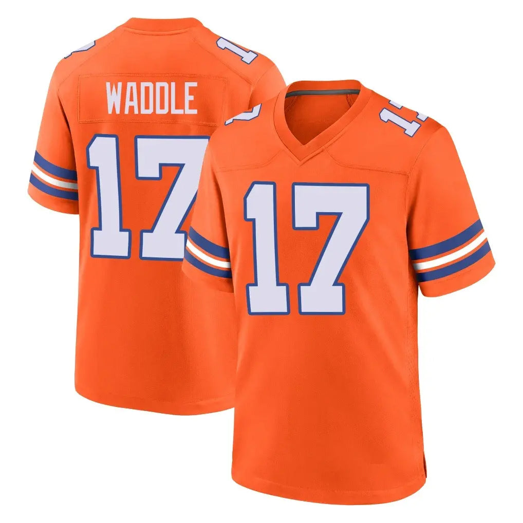 D.Broncos #17 Jaylen Waddle Player Orange Alternate Collection Throwback Game Ndoa Stitched Jerseys