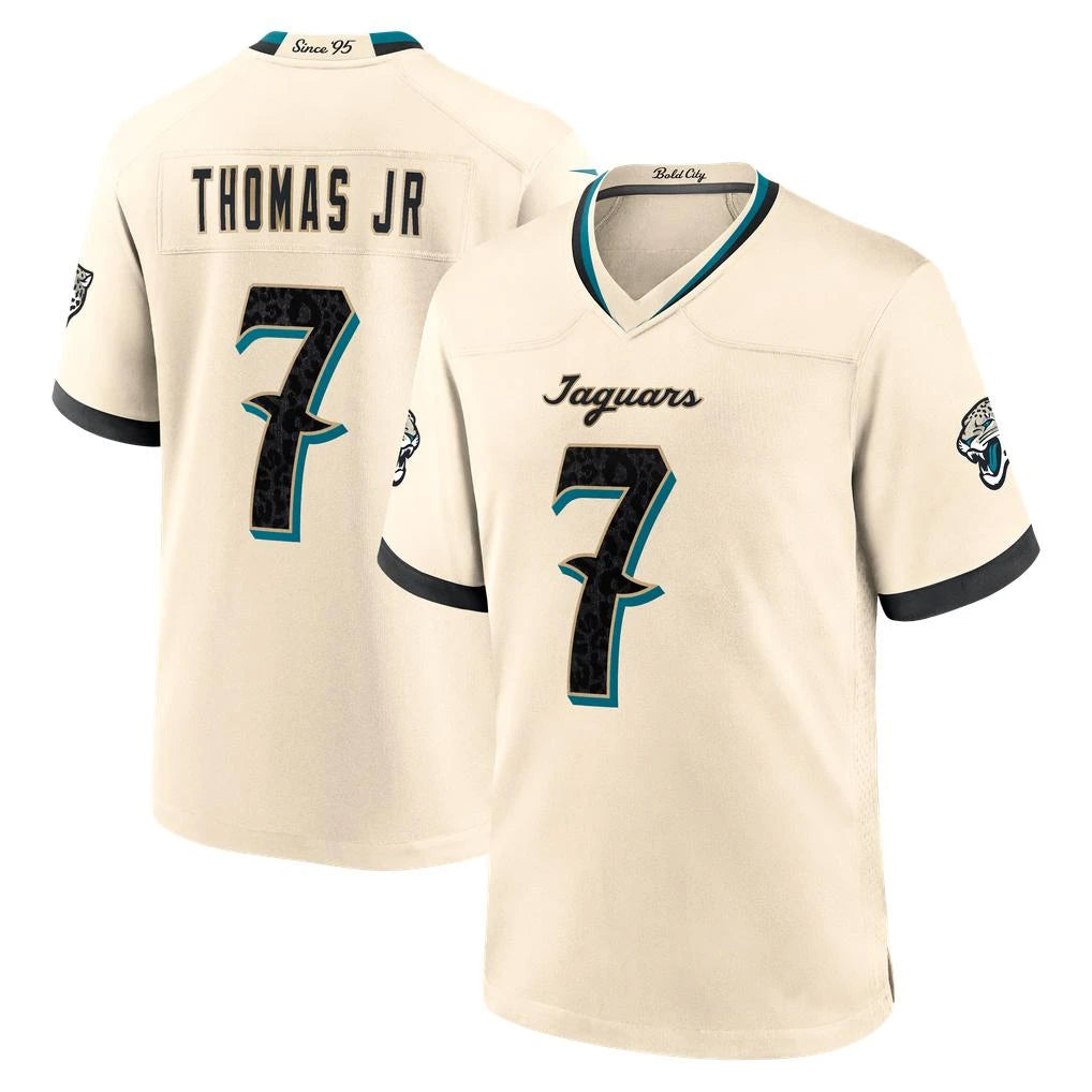 J.Jaguars #7 Brian Thomas Jr. Player Natural 2026 Rivalries Collection Game Ndoa Stitched Jerseys