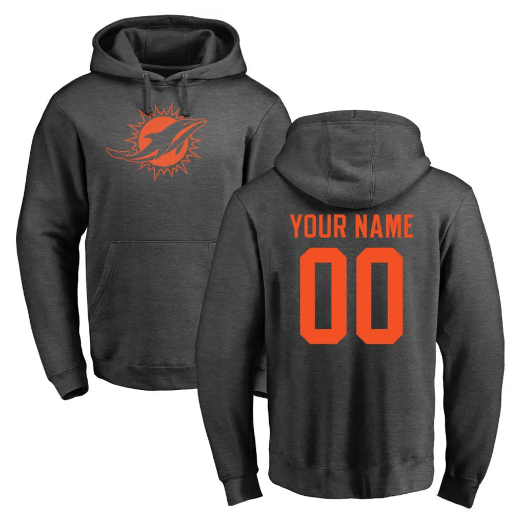 Custom M.Dolphins Darkgray Pullover Hoodies Limited Any Name & Numbers Ndoa Stitched Jerseys