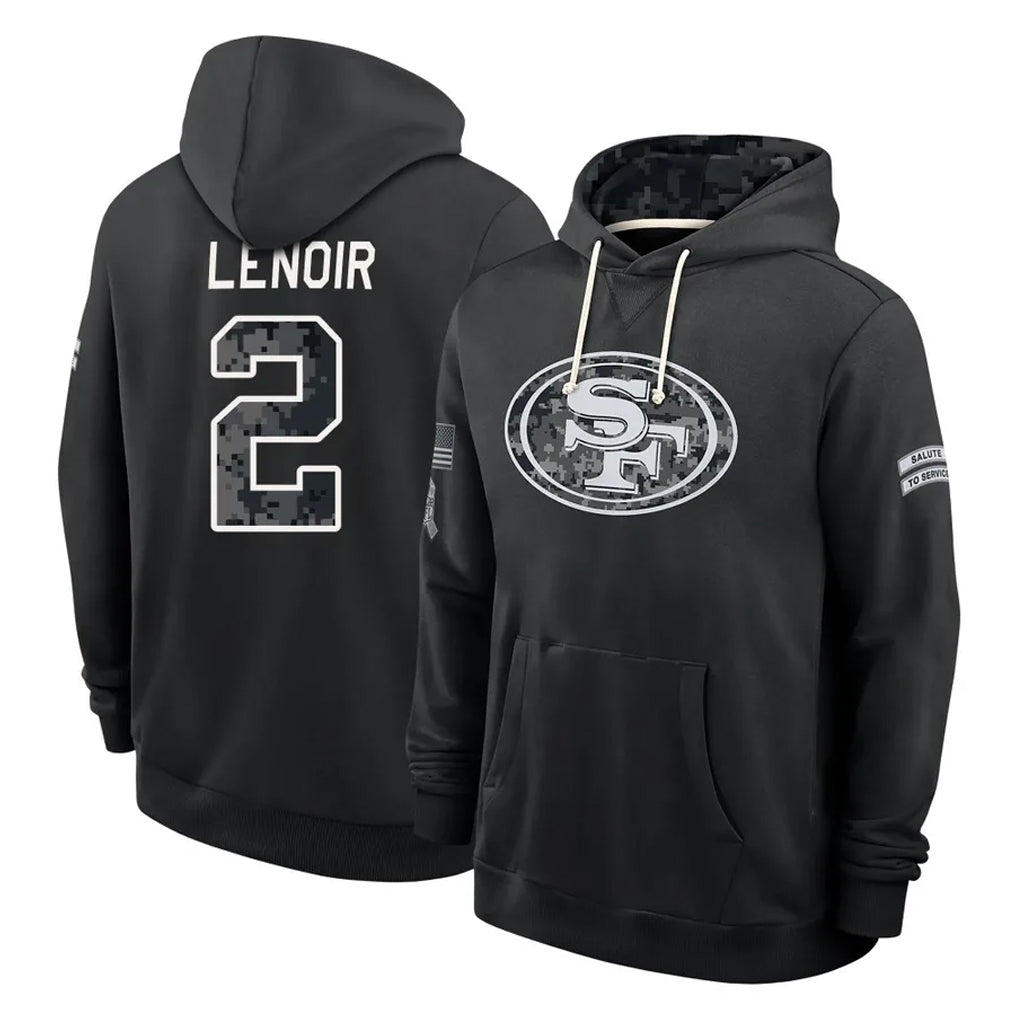 SF.49ers #2 Deommodore Lenoir Player 2026 Black Logo Pullover Hoodies Limited Game Ndoa Stitched Jerseys