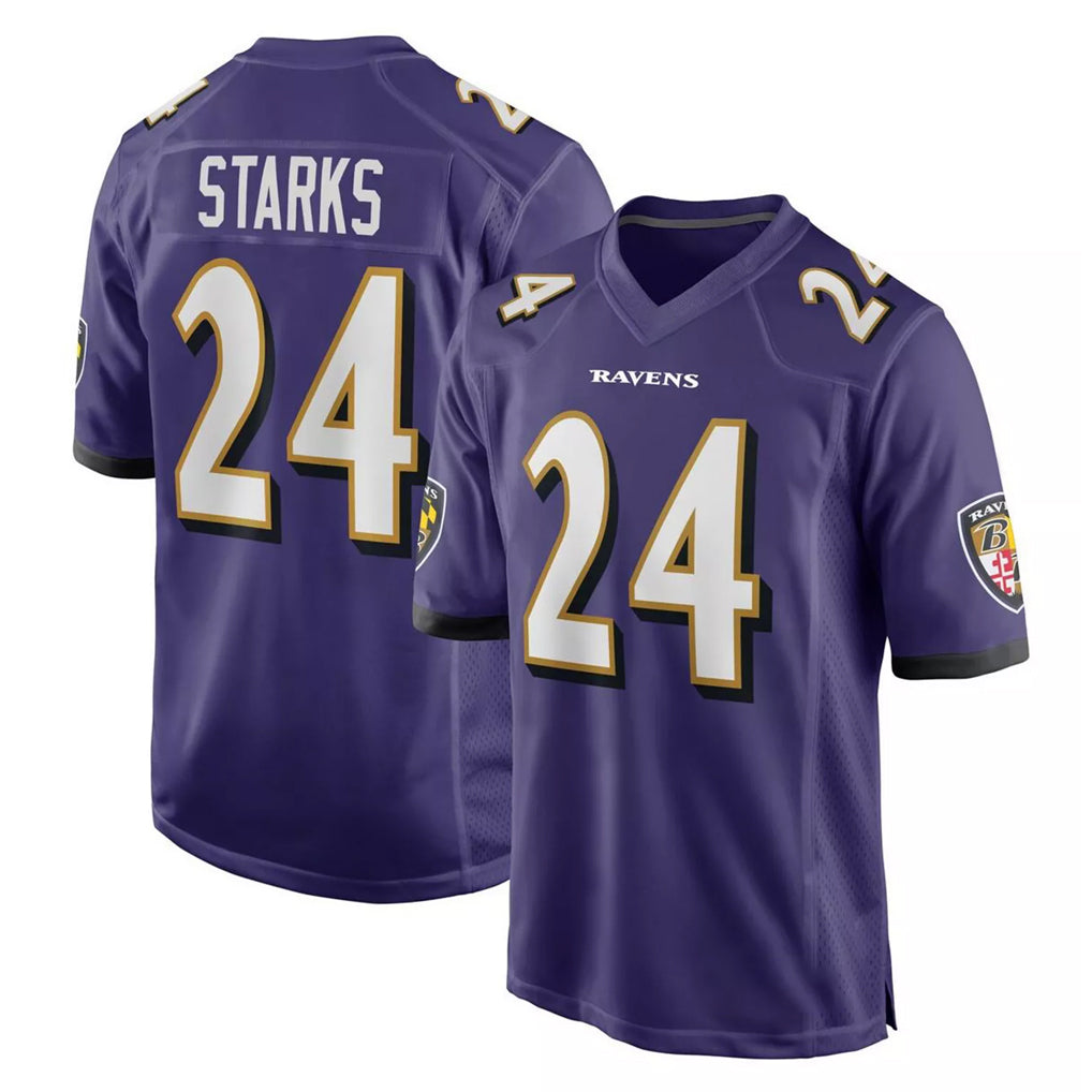 B.Ravens #24 Malaki Starks Player Purple Home Game Ndoa Stitched Jerseys