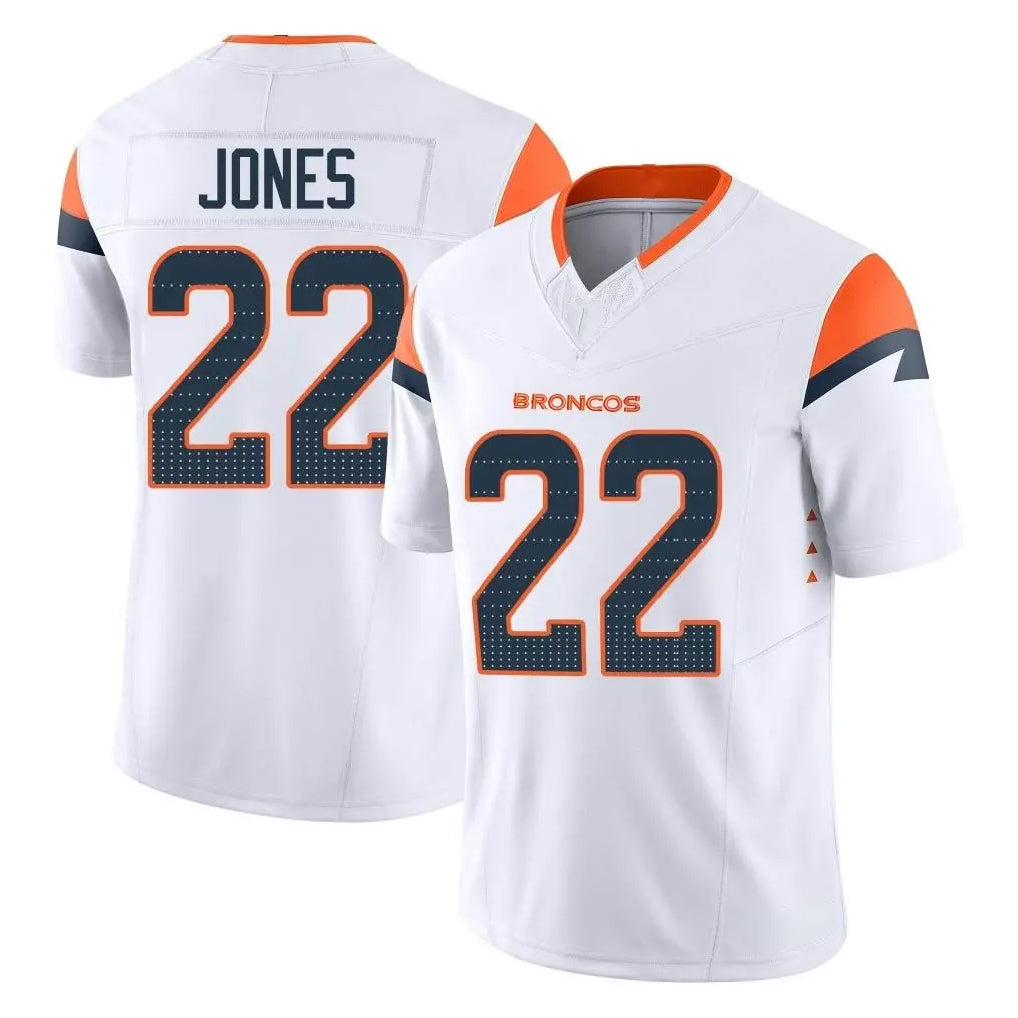 D.Broncos #22 Brandon Jones Player White Limited Vapor F.U.S.E. Home Game Ndoa Stitched Jerseys