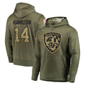 B.Ravens #14 Kyle Hamilton Player Olive Salute to Service Pullover Hoodie Ndoa Stitched Jerseys