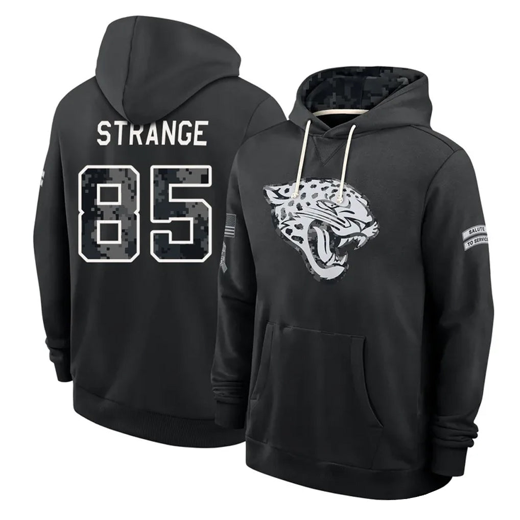 J.Jaguars #85 Brenton Strange Player 2026 Black Logo Pullover Hoodies Limited Game Ndoa Stitched Jerseys