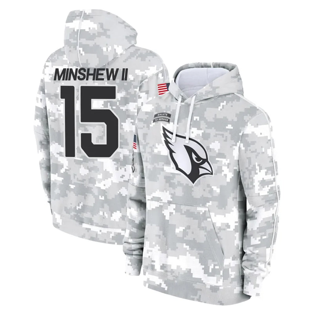 A.Cardinals #15 Gardner Minshew II Player Arctic Camo Limited Salute to Service Pullover Hoodies Game Ndoa Stitched Jerseys