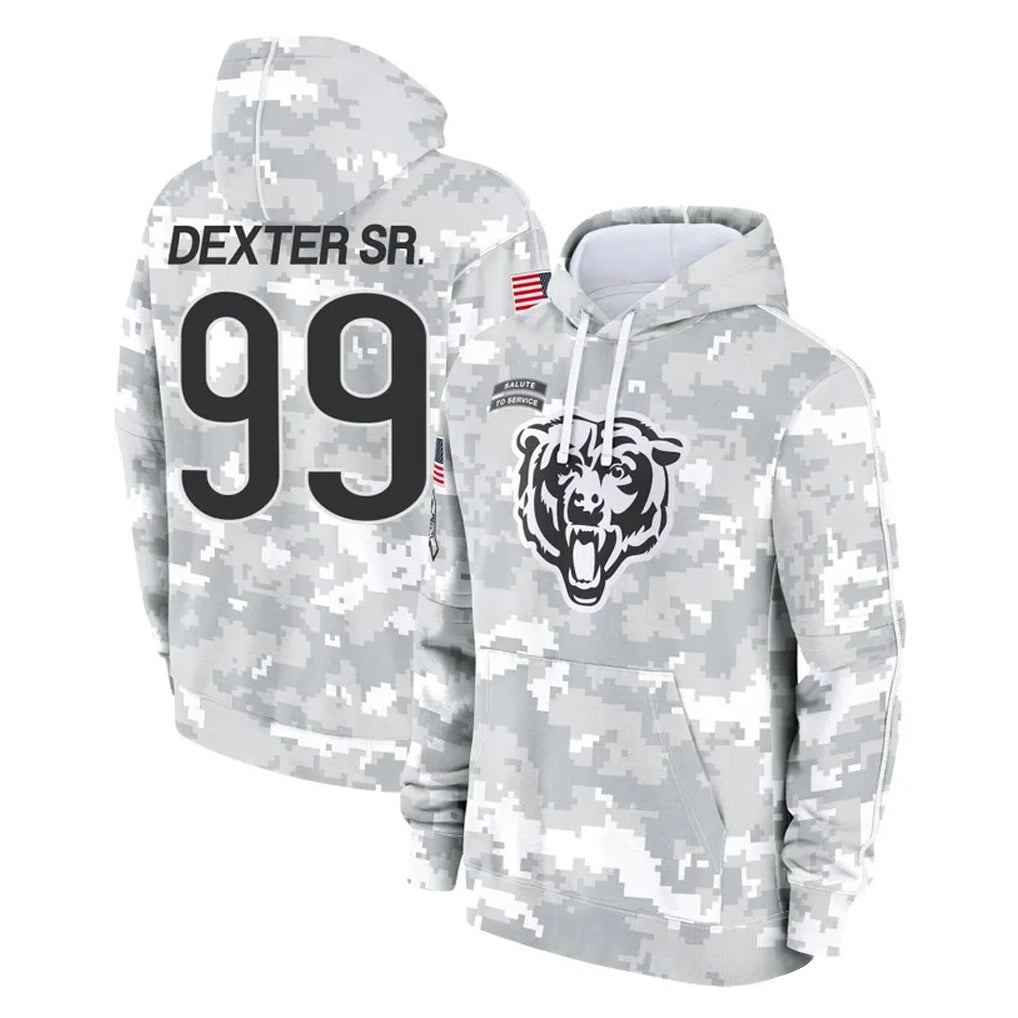 C.Bears #99 Gervon Dexter Sr. Player Arctic Camo Salute to Service Pullover Hoodies Limited Ndoa Stitched Jerseys