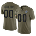 Custom D.Cowboys Olive Salute to Service Limited Game Any Name & Numbers Ndoa Stitched Jerseys