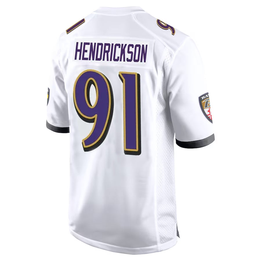 B.Ravens #91 Trey Hendrickson Player White Alternate Home Game Ndoa Stitched Jerseys