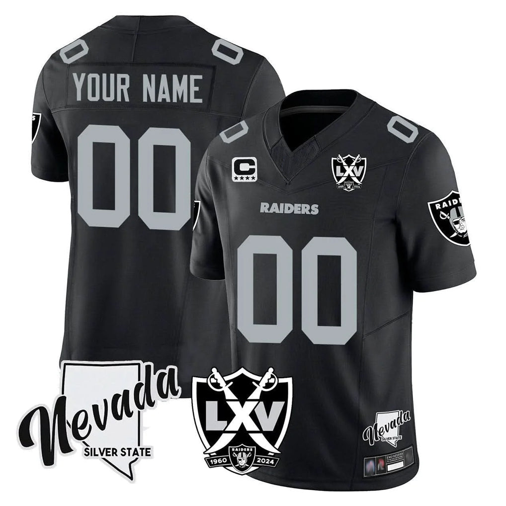 Custom LV.Raiders Black 65th Anniversary Vapor Limited Home Game Any Name & Numbers Ndoa Stitched Jerseys