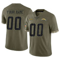 Custom LA.Chargers Olive Salute To Service Limited Any Name & Numbers Ndoa Stitched Jerseys