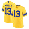LA.Rams #13 Kurt Warner Player Gold Classic Sol Home Game Ndoa Stitched Jerseys