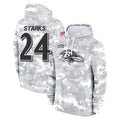 B.Ravens #24 Malaki Starks Player Arctic Camo Salute to Service Pullover Hoodie Ndoa Stitched Jerseys