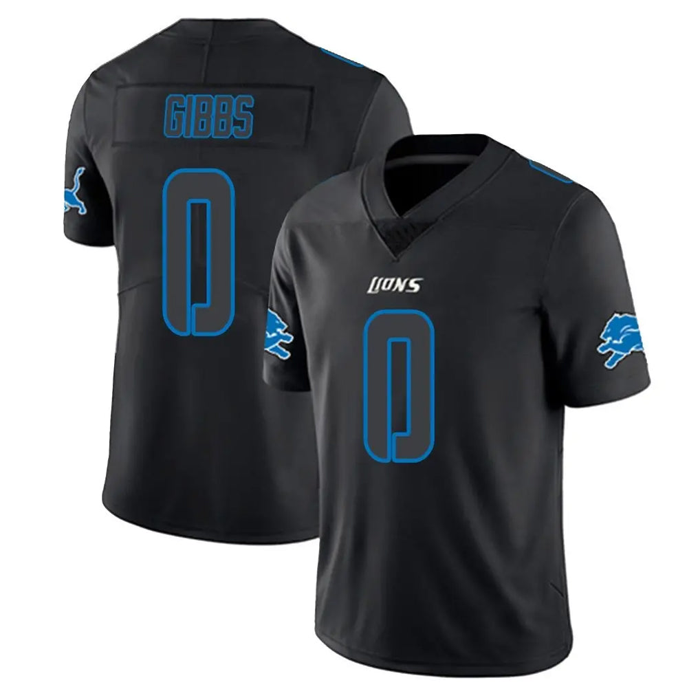 D.Lions #0 Jahmyr Gibbs Player Black Impact Limited Home Game Ndoa Stitched Jerseys