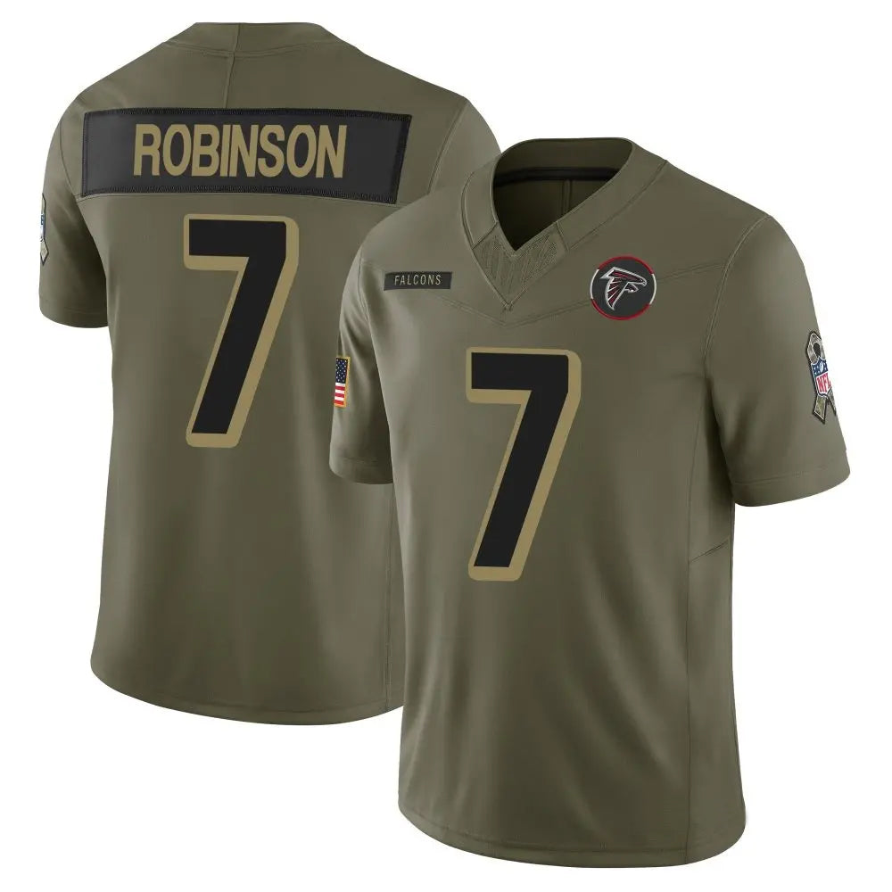 A.Falcons #7 Bijan Robinson Player Olive 2025 Salute To Service Limited Ndoa Stitched Jerseys