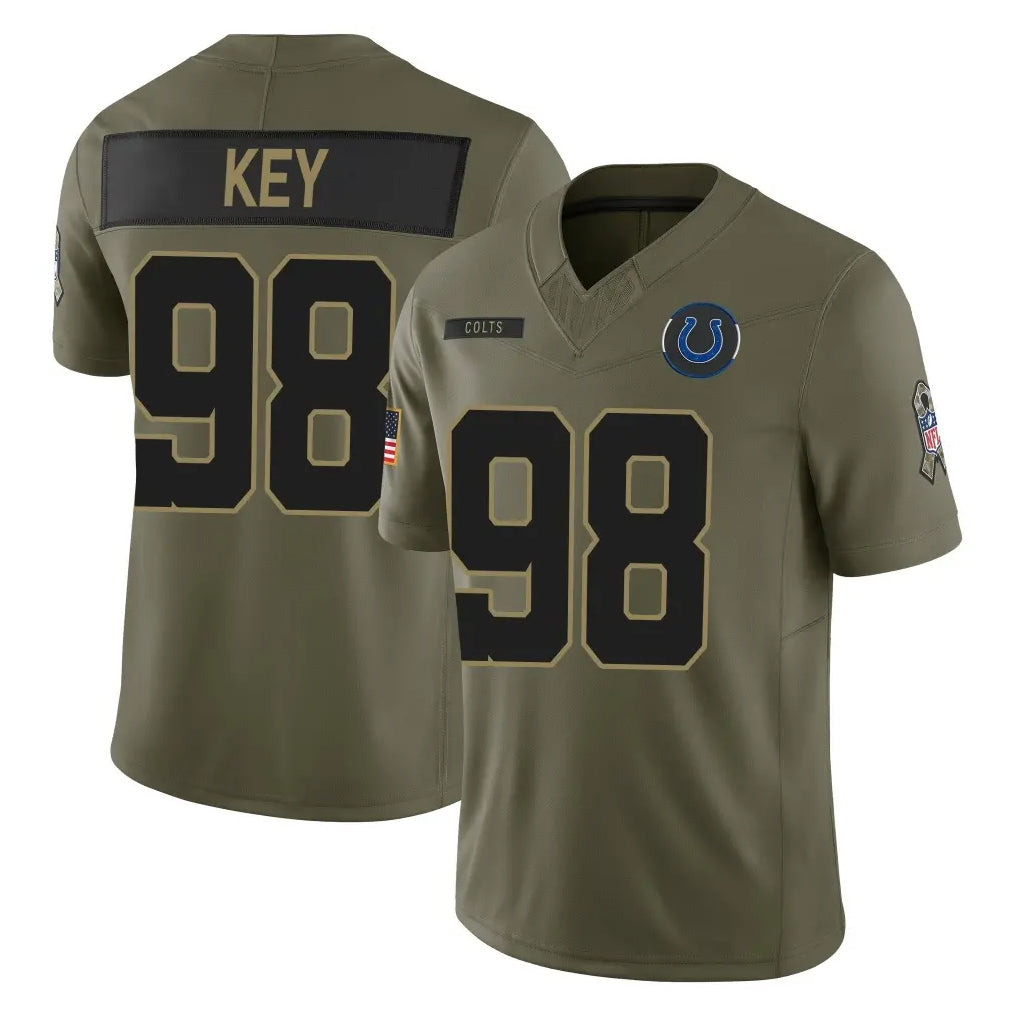 IN.Colts #98 Arden Key Player Olive 2025 Salute To Service Limited Game Ndoa Stitched Jerseys