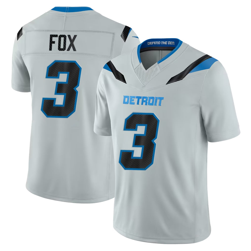 D.Lions #3 Jack Fox Player Silver Limited 2026 Rivalries Collection Home Game Ndoa Stitched Jerseys