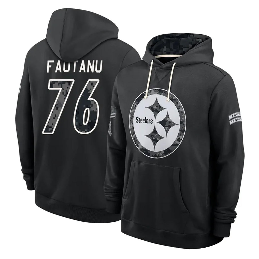 P.Steelers #76 Troy Fautanu Player 2026 Black Logo Pullover Hoodies Limited Game Ndoa Stitched Jerseys