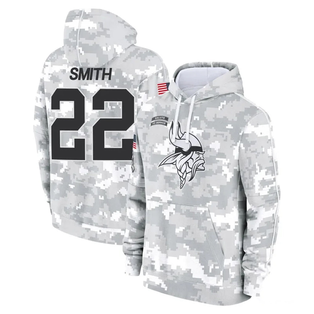 MN.Vikings #22 Harrison Smith Player Arctic Camo Salute to Service Pullover Hoodies Limited Game Ndoa Stitched Jerseys