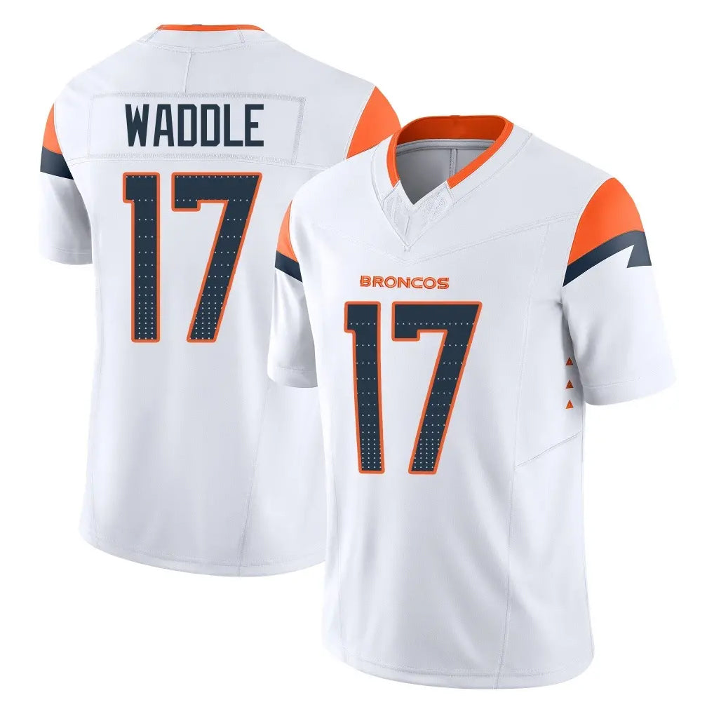 D.Broncos #17 Jaylen Waddle Player White Limited Vapor F.U.S.E. Home Game Ndoa Stitched Jerseys