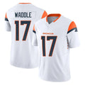 D.Broncos #17 Jaylen Waddle Player White Limited Vapor F.U.S.E. Home Game Ndoa Stitched Jerseys