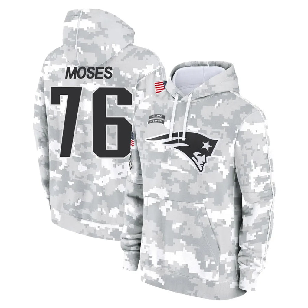 NE.Patriots #76 Morgan Moses Player Arctic Camo Salute to Service Pullover Hoodies Limited Game Ndoa Stitched Jerseys